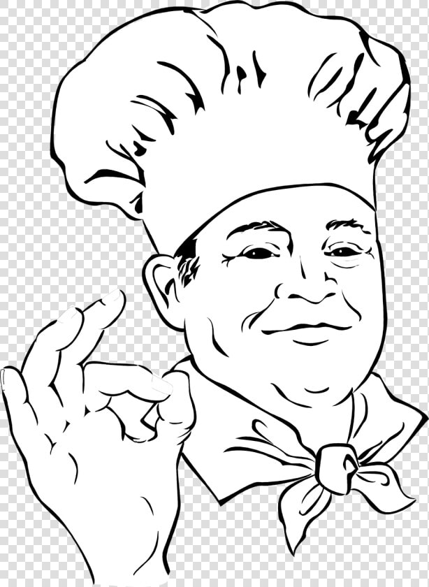 8402 Illustration Of A Chef Making An Ok Hand Gesture   Black And White Ok Hand Sign  HD Png DownloadTransparent PNG