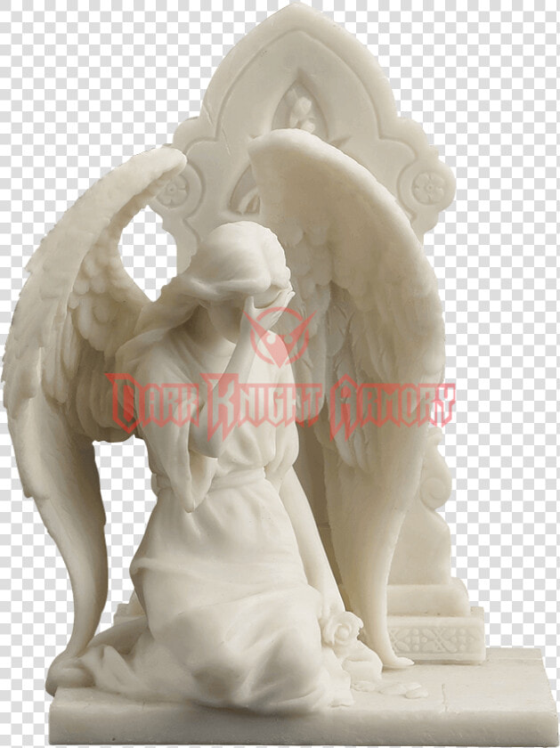 Marble Weeping Angel Kneeling By Tombstone   Statue  HD Png DownloadTransparent PNG