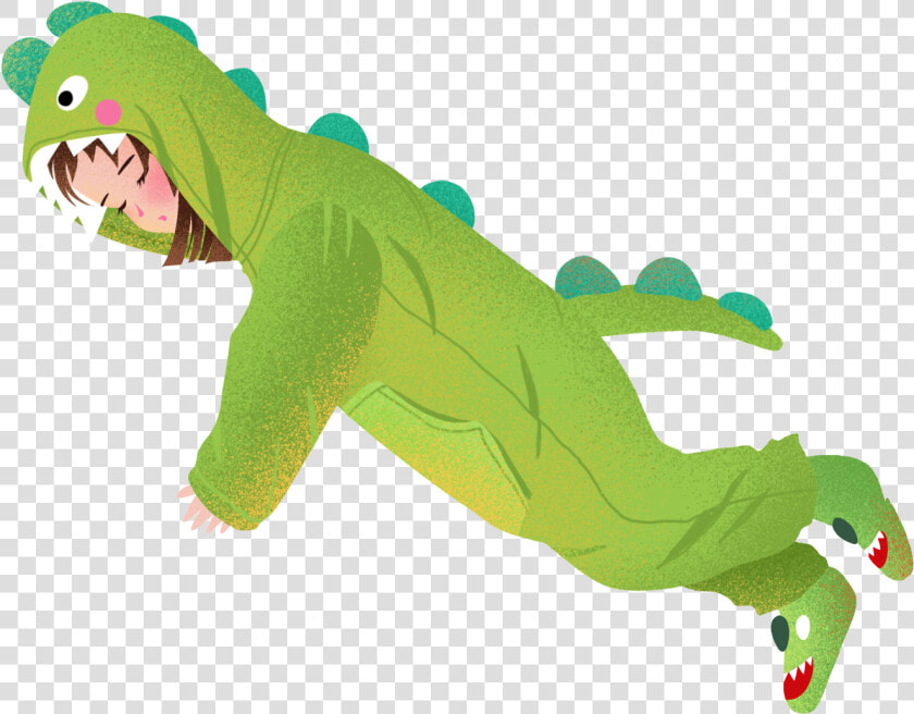 Hand Painted Illustration Dinosaur Pajamas Girl Png  Transparent PngTransparent PNG