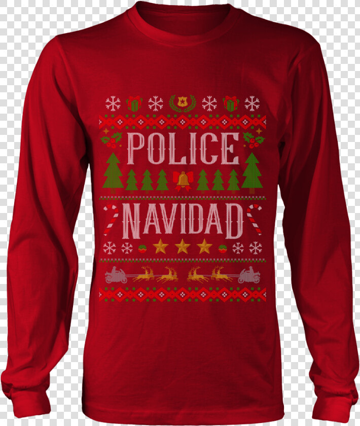 Police Navidad Ugly Christmas Shirts And Sweaters   Long sleeved T shirt  HD Png DownloadTransparent PNG