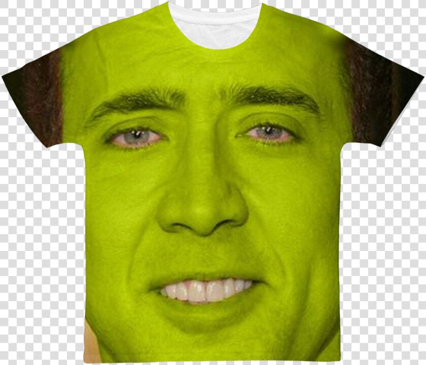 Nicolas Cage As Shrek ﻿classic Sublimation Adult T shirt  HD Png DownloadTransparent PNG