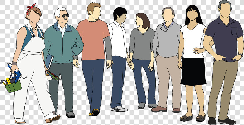 Crowd Drawing Standing   Free Sketchup People  HD Png DownloadTransparent PNG