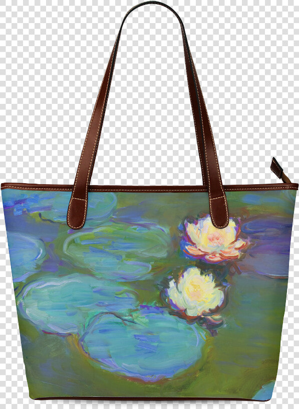 Monet Water Lilies Shoulder Tote Bag   Coach Tote Zip Pacman  HD Png DownloadTransparent PNG