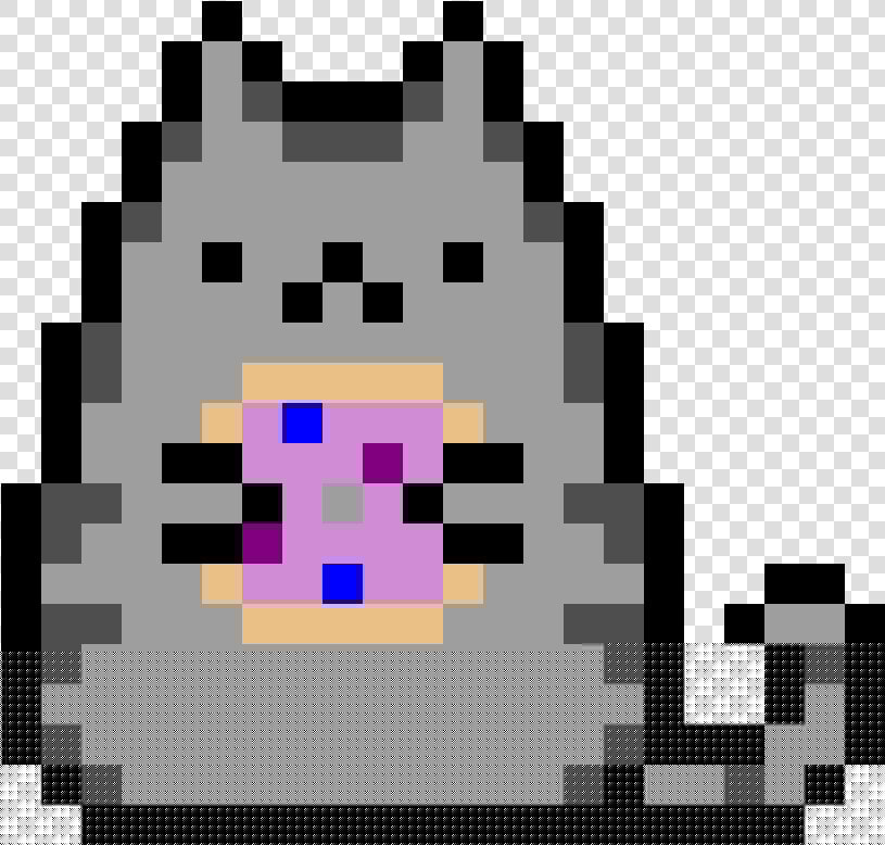 The Pusheen Cat Holding A Dounut   Pusheen Minecraft Pixel Art  HD Png DownloadTransparent PNG