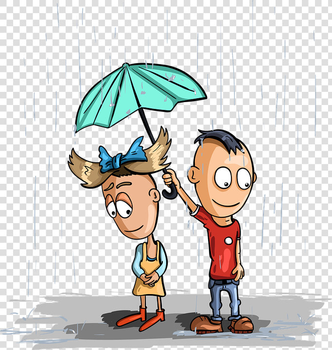 Rain  Kids  Umbrella  Girl  Boy  Wet  Childhood  Nicely   Child  HD Png DownloadTransparent PNG