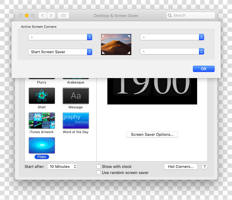 Set Hot Corners   Screensaver  HD Png DownloadTransparent PNG