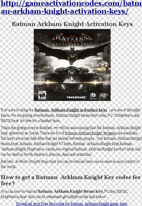 Batman Arkham Knight License Key Txt  HD Png DownloadTransparent PNG