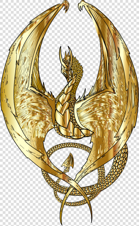 Gold Wyvern   Fantasy Gold Dragon Art Transparent  HD Png DownloadTransparent PNG