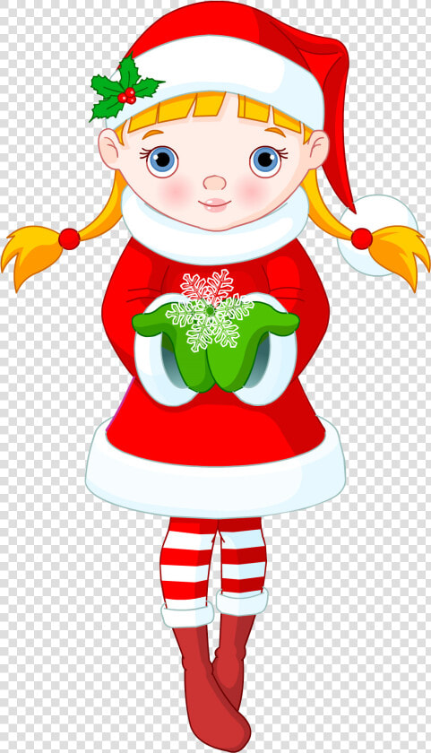 Girl Christmas Transparent Cartoon Clipart   Png Download   Little Girl Christmas Clipart  Png DownloadTransparent PNG