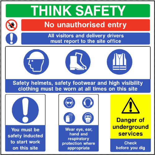 Think Safety Construction Sign   Safety Signage For Construction Site  HD Png DownloadTransparent PNG