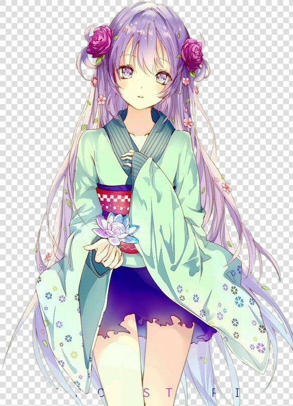  renders  anime  girl  purple   Anime Girl Lilac Hair  HD Png DownloadTransparent PNG