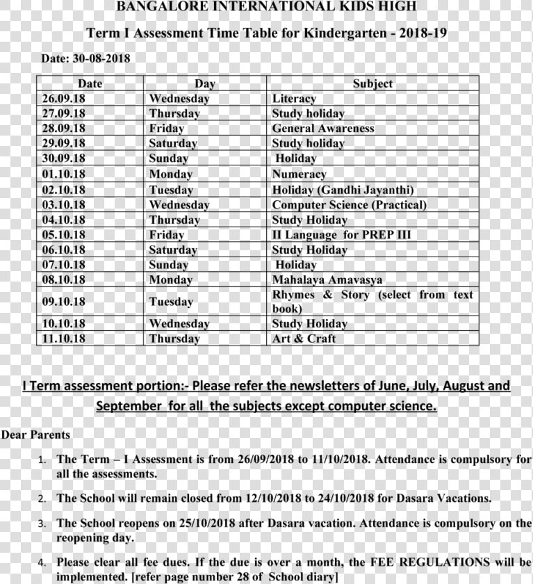 Term I Assessment Time Table Kindergarten 2018 19   Release Passport April 2019  HD Png DownloadTransparent PNG