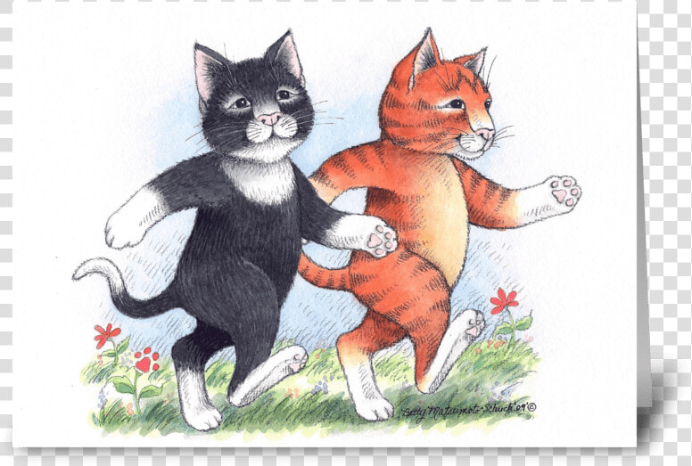 Walking Cat Buddies Friendship   Cartoon  HD Png DownloadTransparent PNG
