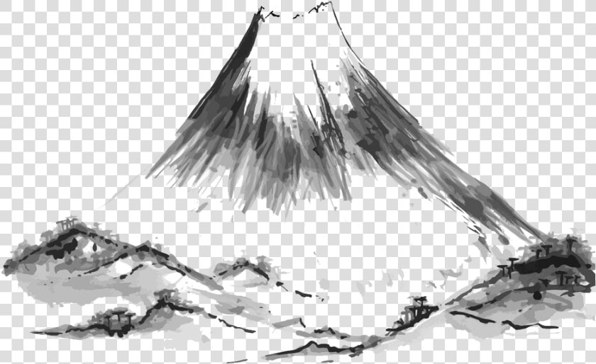 Drawn Volcano Transparent   Japanese Painting Png  Png DownloadTransparent PNG