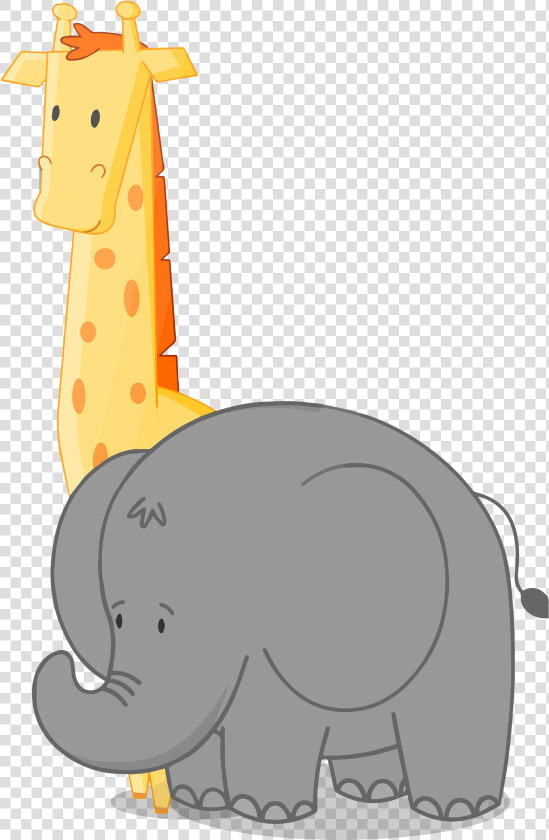 Jirafa Y Elefante   Cartoon  HD Png DownloadTransparent PNG