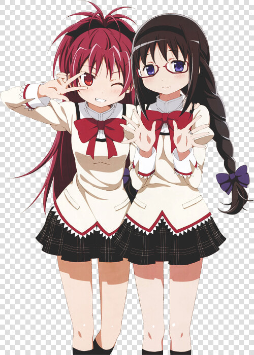 Transparent Homura Akemi Png   Madoka Magica Homura And Kyoko  Png DownloadTransparent PNG