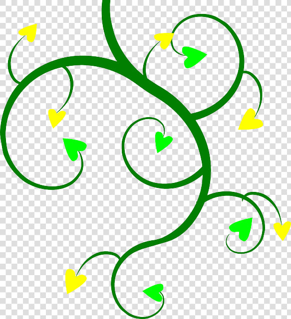 Hearts Branch  Green  Yellow  Hearts   Vines Black And White  HD Png DownloadTransparent PNG