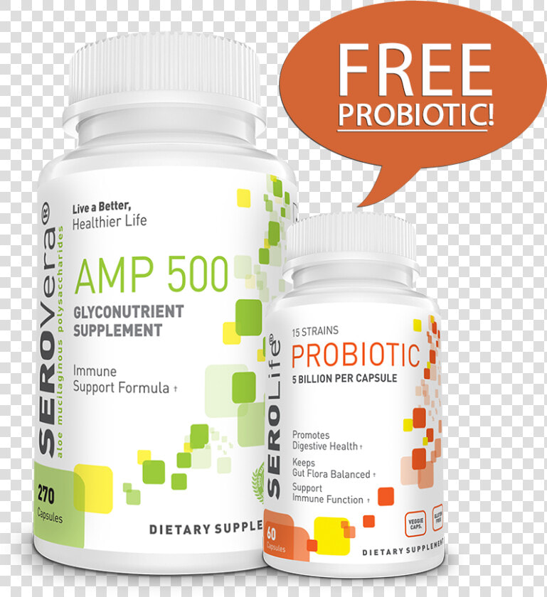 Serovera® Amp 500 With Free Serolife Probiotic   Amp Probiotic  HD Png DownloadTransparent PNG