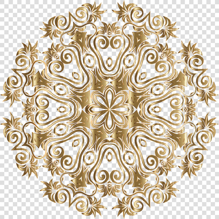 Gold Floral Flourish Motif Design No Background   Design Golden Flower Png  Transparent PngTransparent PNG