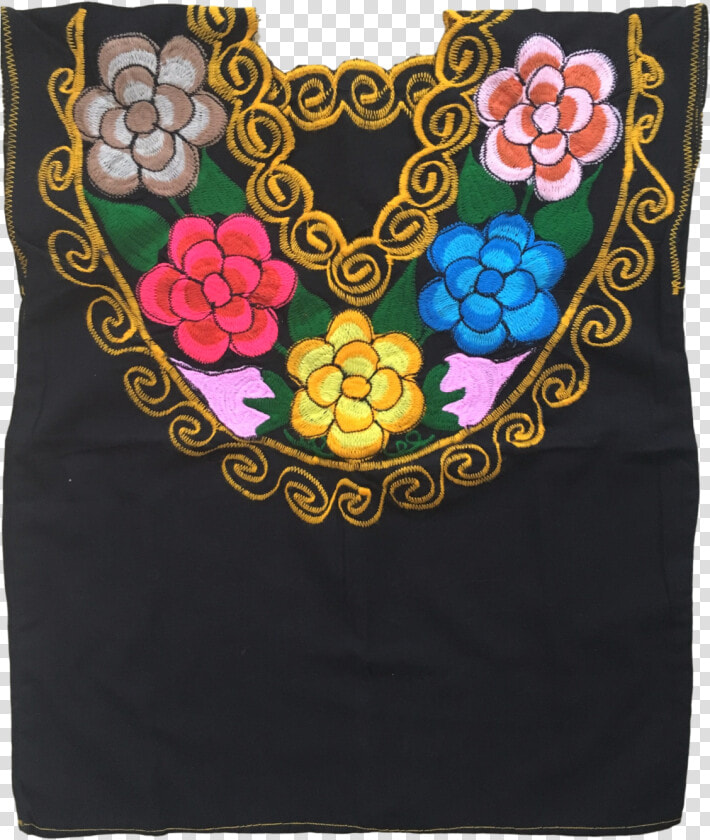 Black Mexican Blouse W Flowers  Embroidered   Linens  HD Png DownloadTransparent PNG