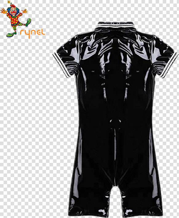 Pvc Black Short Front Zipper Bodysuit Tight Male Leather  HD Png DownloadTransparent PNG