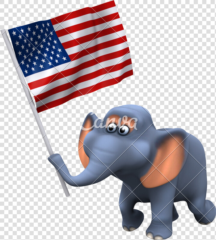 3d Elephant With The Stars And Stripes   Rat Cartoon Mouse Holding Flag  HD Png DownloadTransparent PNG