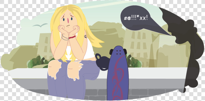 Sad Teen With Adult Shouting   Cartoon  HD Png DownloadTransparent PNG