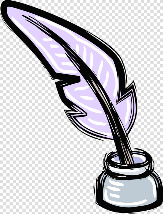 Vector Illustration Of Feather Quill Pen And Ink Well   Feather And Ink Easy Drawing  HD Png DownloadTransparent PNG