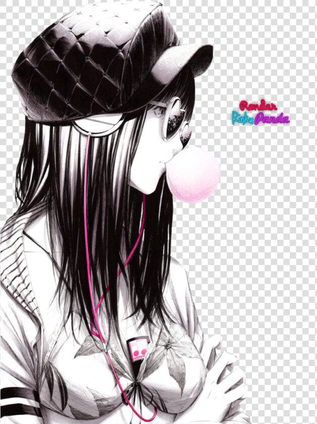 Anime Girl Chewing Bubble Gum  HD Png DownloadTransparent PNG