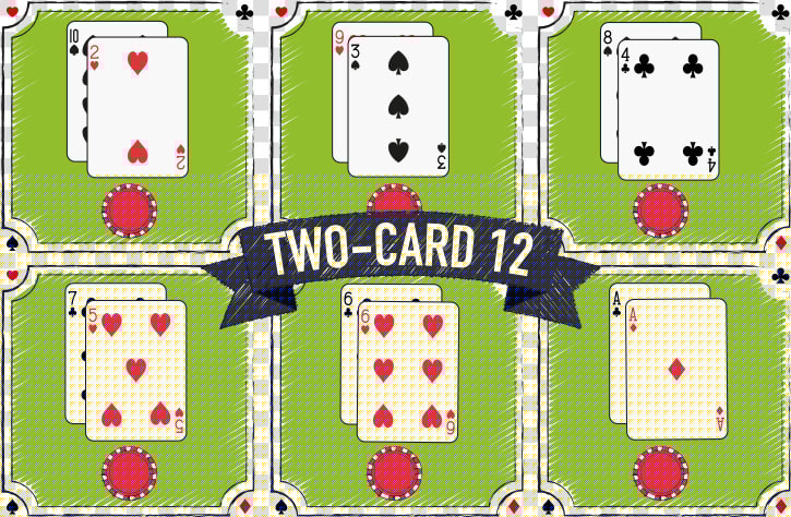 Two Cards Versions That Creates A 12 At Blackjack  HD Png DownloadTransparent PNG