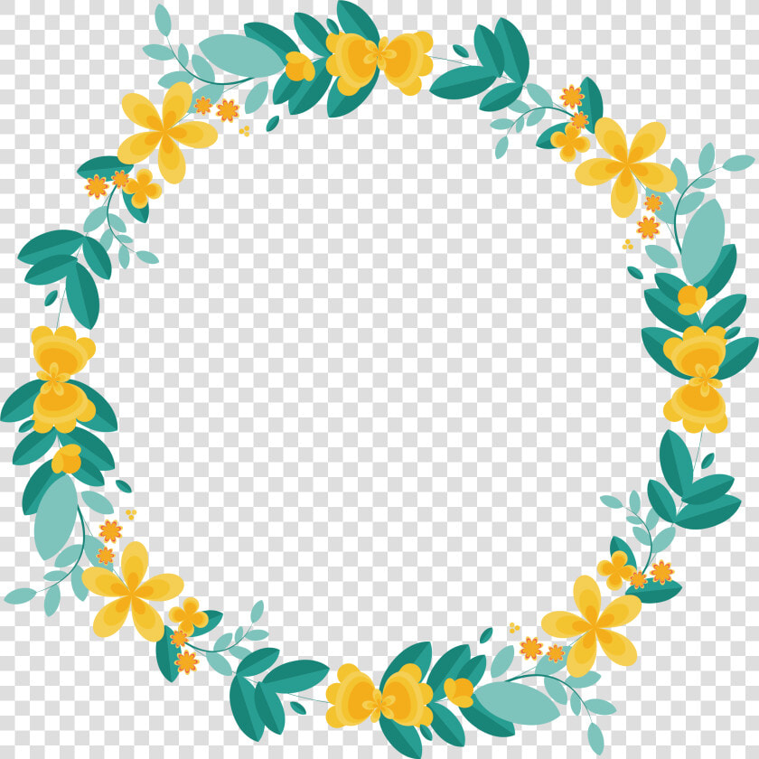 Garland Clipart Lemon   Teal And Yellow Flowers Wreaths Clipart  HD Png DownloadTransparent PNG