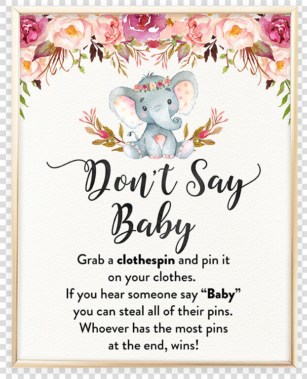 Elephant Baby Shower Games Don T Say Baby Printable   My Water Broke Baby Shower Game Printable  HD Png DownloadTransparent PNG