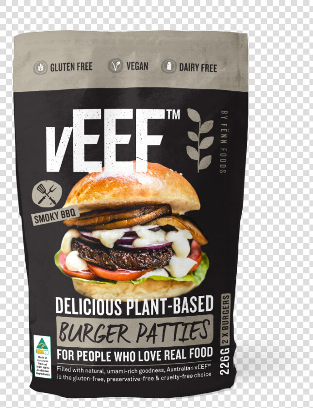 Veef Australian Plant Based Burger Patties   Cheeseburger  HD Png DownloadTransparent PNG