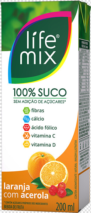 Life Mix Suco 100  Laranja Com Acerola 200 Ml   Life Mix Suco 100  HD Png DownloadTransparent PNG