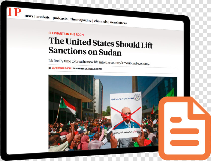 Cameron Hudson In Foreign Policy Magazine   Sudan  HD Png DownloadTransparent PNG
