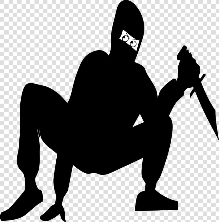 Ninjia Mask Knife Squat Crouch Silhouette Danger   Clip Art Assassin  HD Png DownloadTransparent PNG