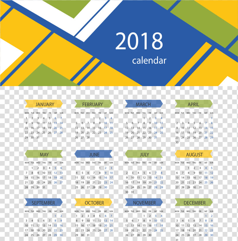 Yellow Blue Abstract Background 2018 Calendar   Calendar Design 2018 Png  Transparent PngTransparent PNG
