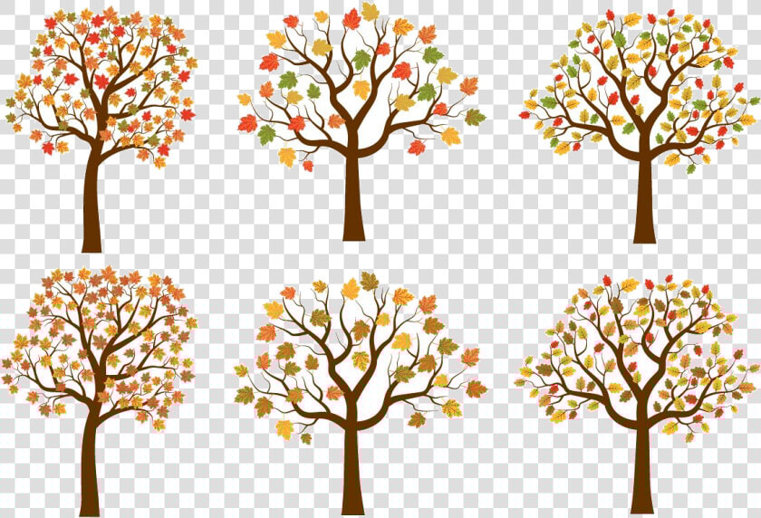 Fall Tree Autumn Trees Clipart Set Cute Red Yellow   Fall Trees Clipart  HD Png DownloadTransparent PNG