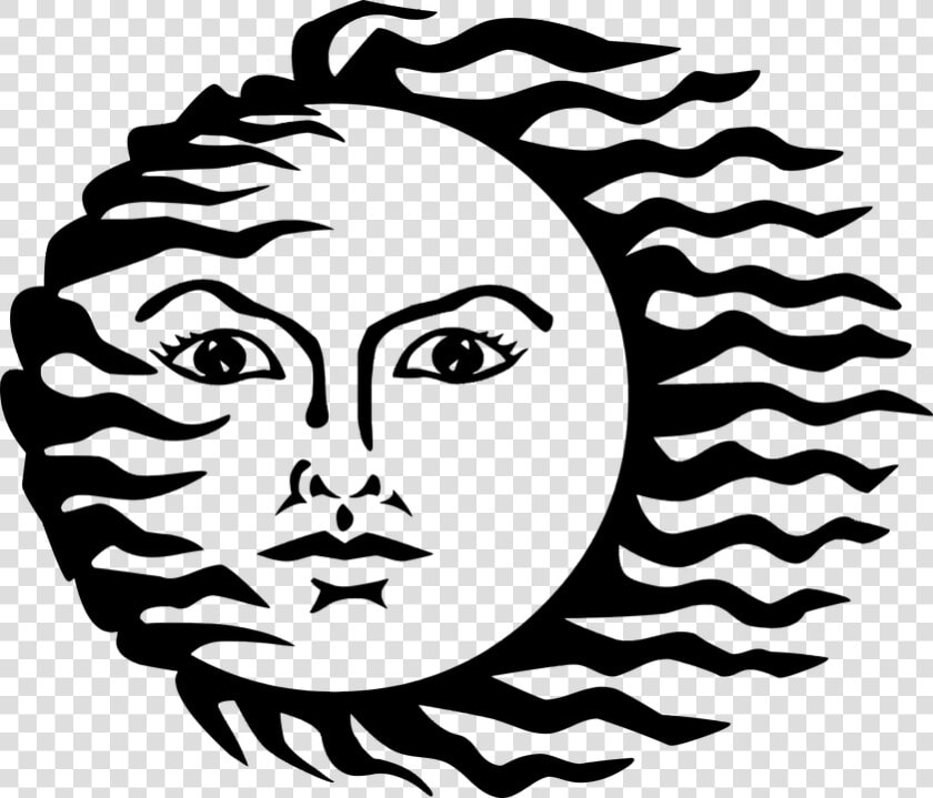 Anthropomorphic  Face  Hot  Light  Solar  Star  Sun   Sun With Face Black White  HD Png DownloadTransparent PNG