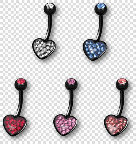 Pvd Black Steel Crystal Heart Banana   Earrings  HD Png DownloadTransparent PNG