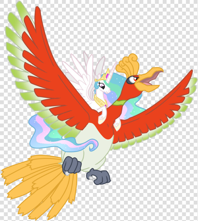 Celestia Flying On Ho oh   Celestia And Ho Oh  HD Png DownloadTransparent PNG