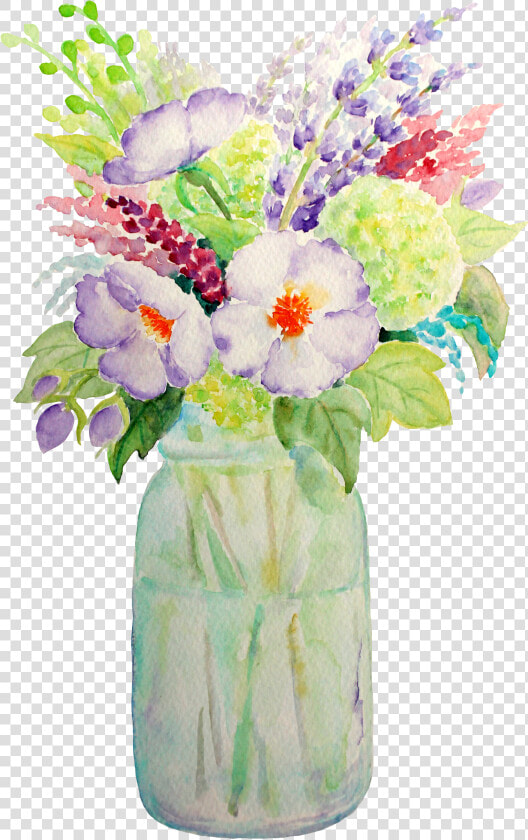 Mason Jar   Watercolor Flower In Mason Jar  HD Png DownloadTransparent PNG