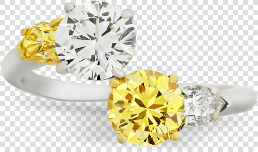 Vivid Yellow And White Diamond Bypass Ring    Yellow And White Diamond Ring  HD Png DownloadTransparent PNG
