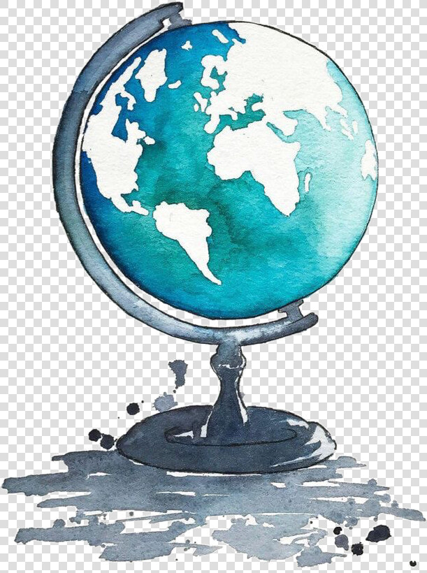  blue  grey  gray  white  globe  art  map  remixit   Globe Watercolor  HD Png DownloadTransparent PNG