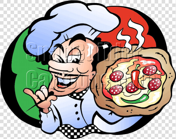 Pizza Chef Holding Pizza Pie   Pizza Baker Cartoon  HD Png DownloadTransparent PNG