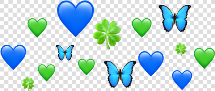  emoji  butterfly  heart  green  blue  crown  emojicrown   Heart  HD Png DownloadTransparent PNG