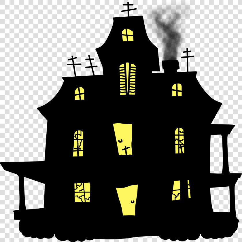 Cm Ac Hauntedhouse Silhouette   Halloween Prepositions  HD Png DownloadTransparent PNG
