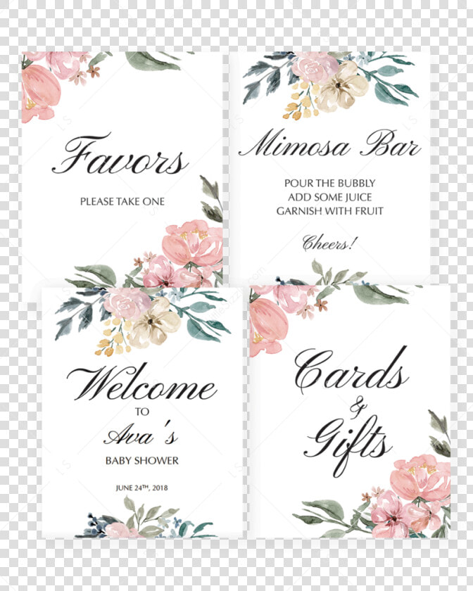Transparent Floral Watercolor Png   Mimosa Bar Free Printable Tags  Png DownloadTransparent PNG