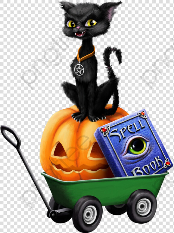 Halloween Pumpkin Black Cat   Black Cat Trick Or Treat Bag Clipart  HD Png DownloadTransparent PNG