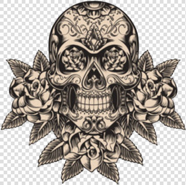 Skulls Tattoos Sticker By   Tattoo Design Skull And Rose  HD Png DownloadTransparent PNG